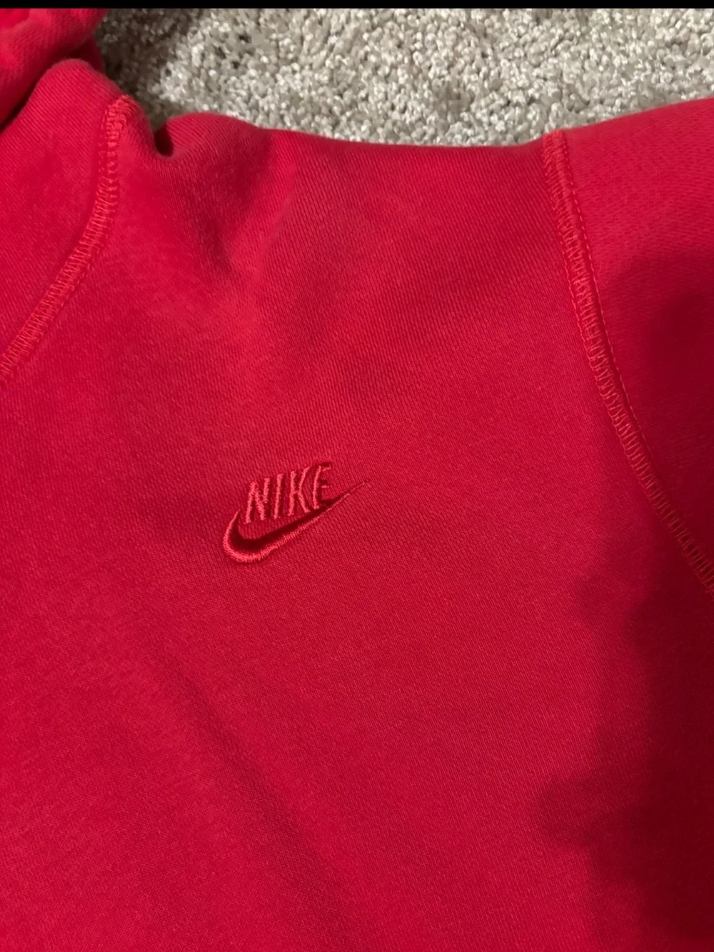 Nike Red Pullover Hoodie with Hood and Kangaroo Pocket